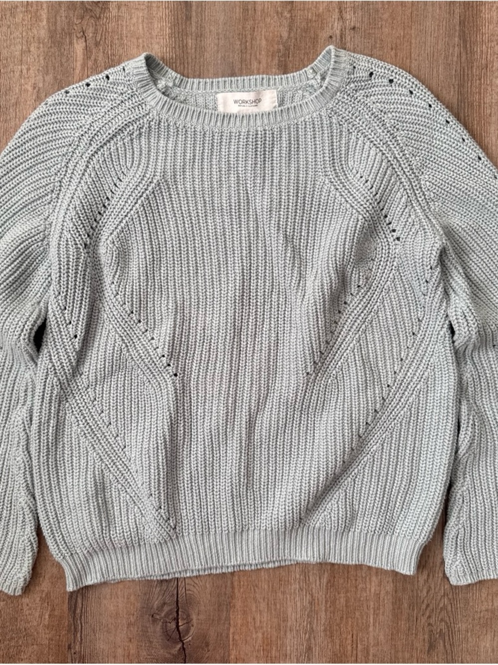 Workshop Republic Clothing Light Gray Scoop Neck Knit Sweater